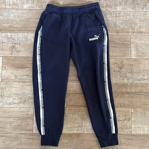 Puma Vintage Navy Joggers with White Stripes